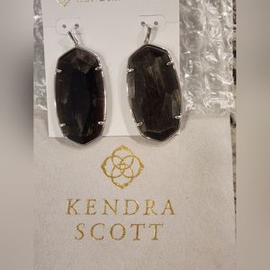 Kendra Scott Faceted Danielle Silver Earrings - Black Cat's Eye